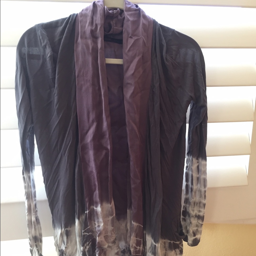 fraiche by J Tie dye 100% silk yoga cardigan Sz S