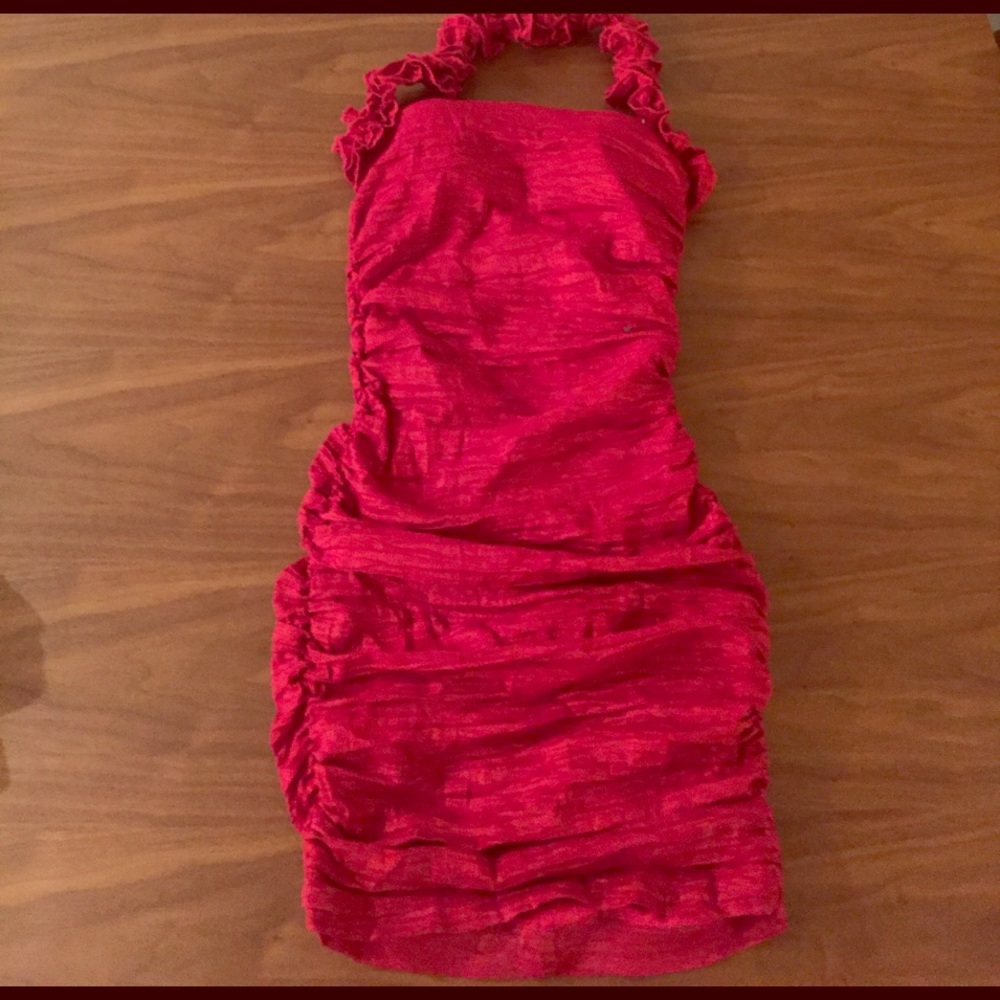 Very sexy shiny red dress