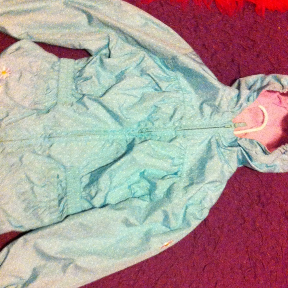 Child's tiny polka dot daisy rain coat