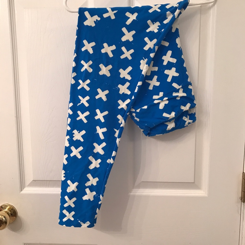 Lularoe TC leggings. Blue and white