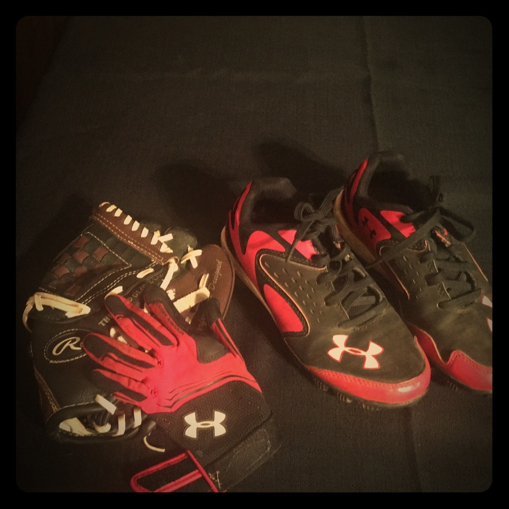 Cleats, Glove and Batting Glove