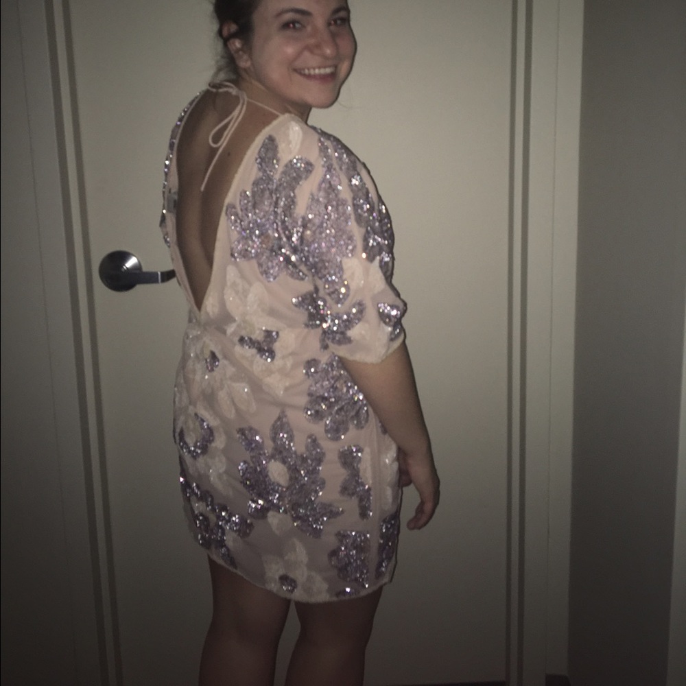 ASOS nude and silver sequin dress