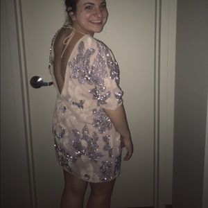 ASOS nude and silver sequin dress