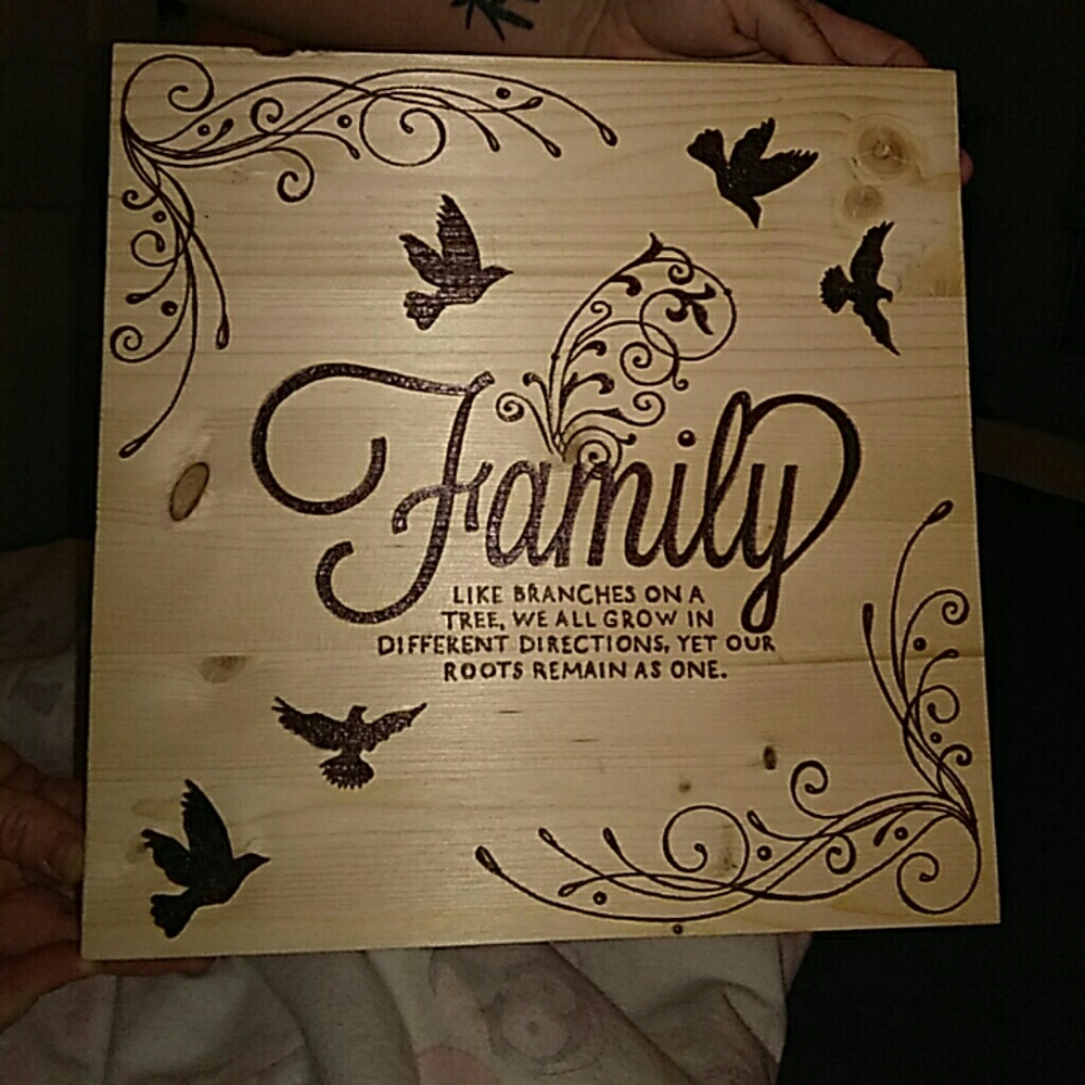 Custom wood burning on pine wood. Beautiful!