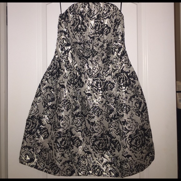 Silver/Black Strapless Dress - Picture 1 of 2