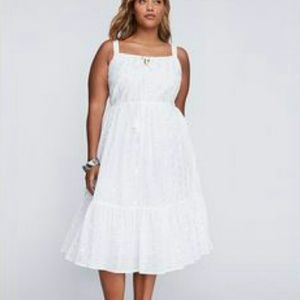 Lane Bryant white w silver dots dress