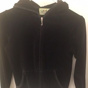 Juicy Couture Black Velour Zip Hoodie Size Large