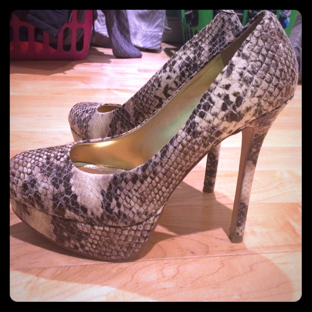 Snake skin platform heels!
