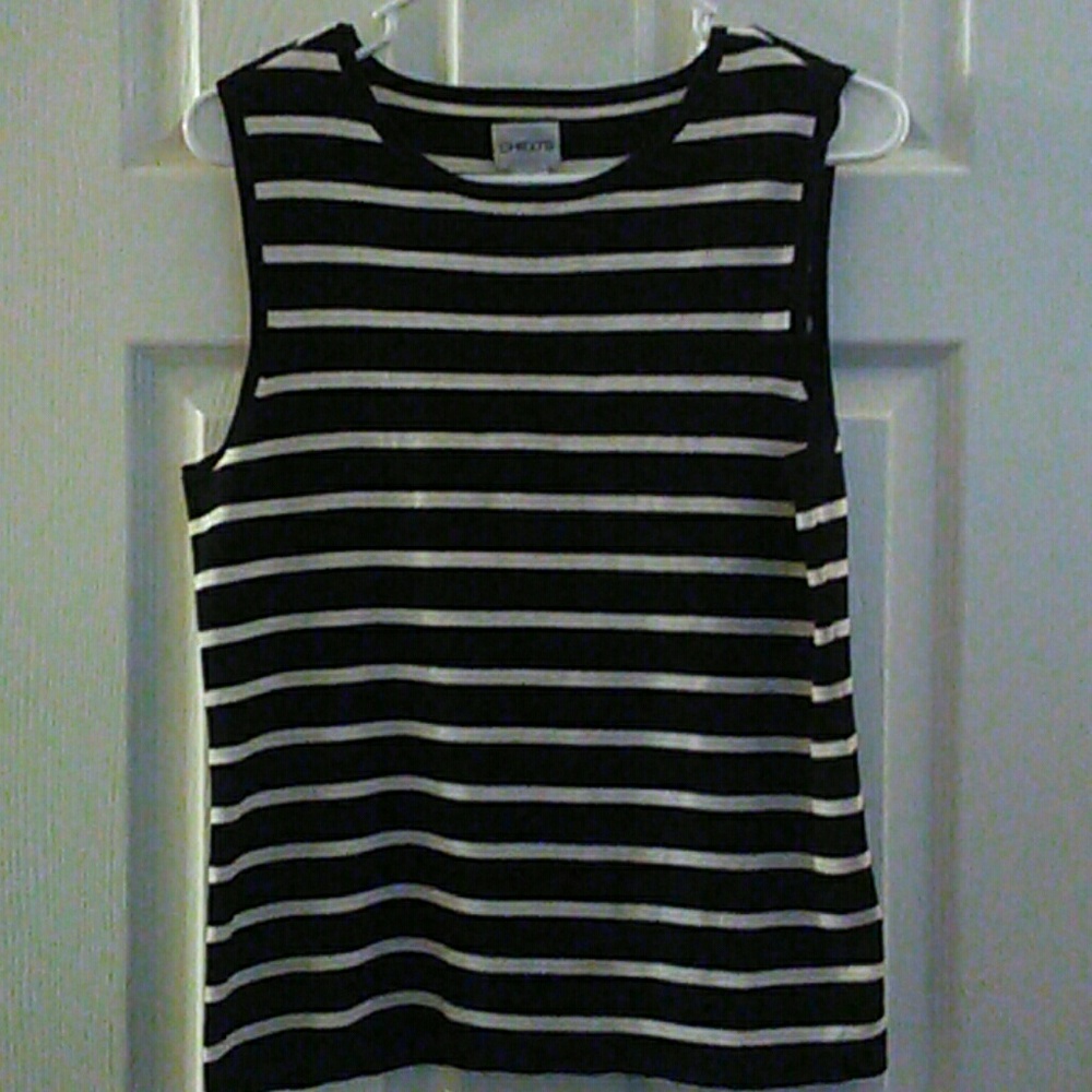 Chico's black and white stripes sleeveless top