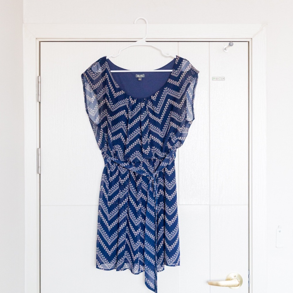 Lily Rose Navy Blue Tribal Chevron Dress