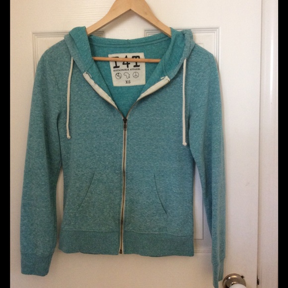 Turquoise Zip Up Hoodie - Picture 1 of 2