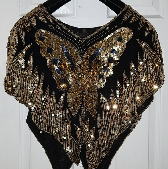 80's theme Sequence Poncho - Picture 1 of 5