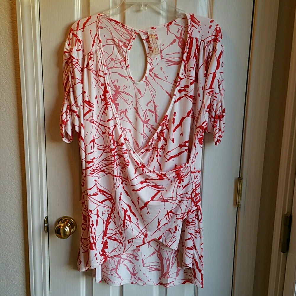 NWOT ROMAN FASHION ORANGE AND WHITE BLOUSE SZ 3X