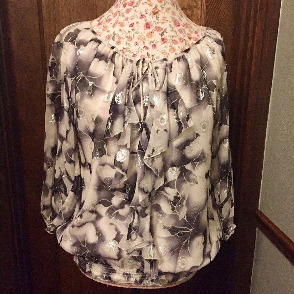 WHBM Sparkly 💍 Ruffle-Front  Blouse