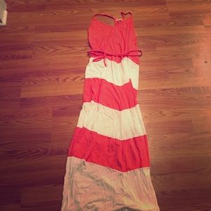 Maxi dress pink& white