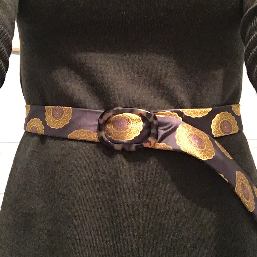 J. Crew Silk Belt with Tortoise Closure - Like New