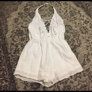 White Deep-V Romper