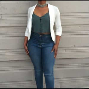 Blazer and blue shirt