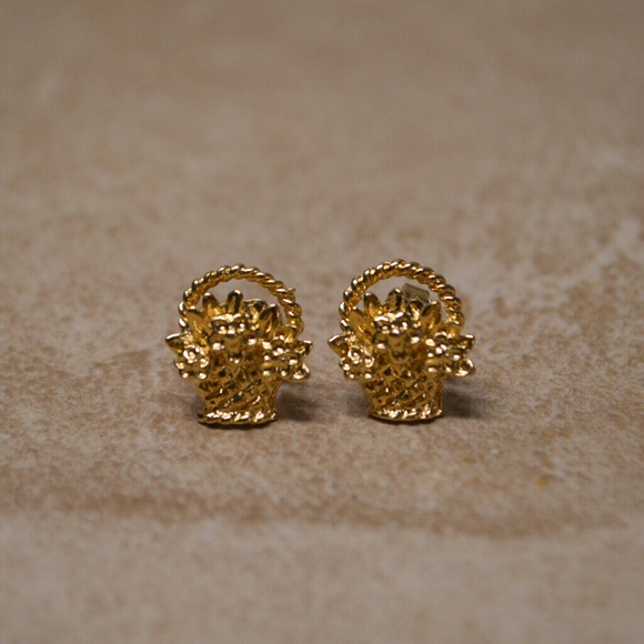 boutique Jewelry - Make Offer! Brand New Flower Basket Gold Earrings