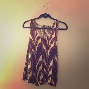 Silence + Noise Funky Pattern Tank w Zipper Back