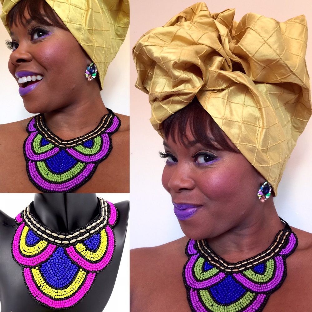 Tribal Beaded Necklace Gorgeous Colorful - Picture 1 of 3