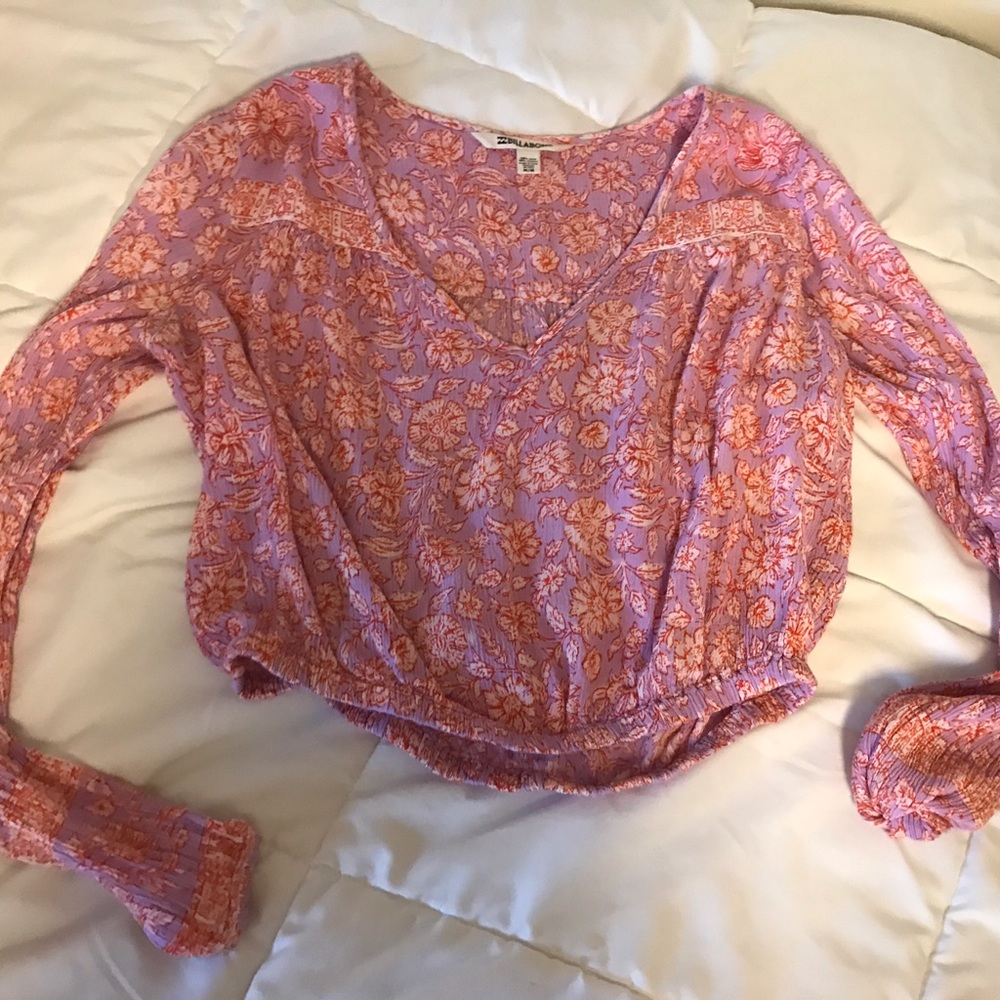 Floral long sleeve crop top