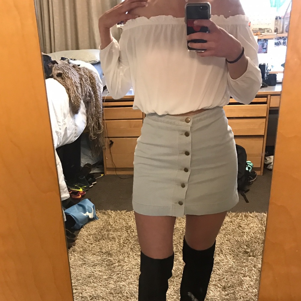 Button Up Denim Skirt