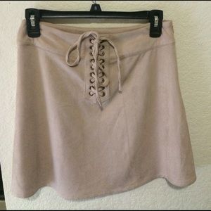 Beige suede skirt