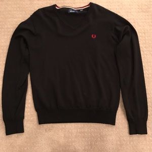 Black V-Neck Preppy Sweater