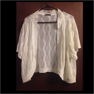 Notations open weave 3x cropped cardigan