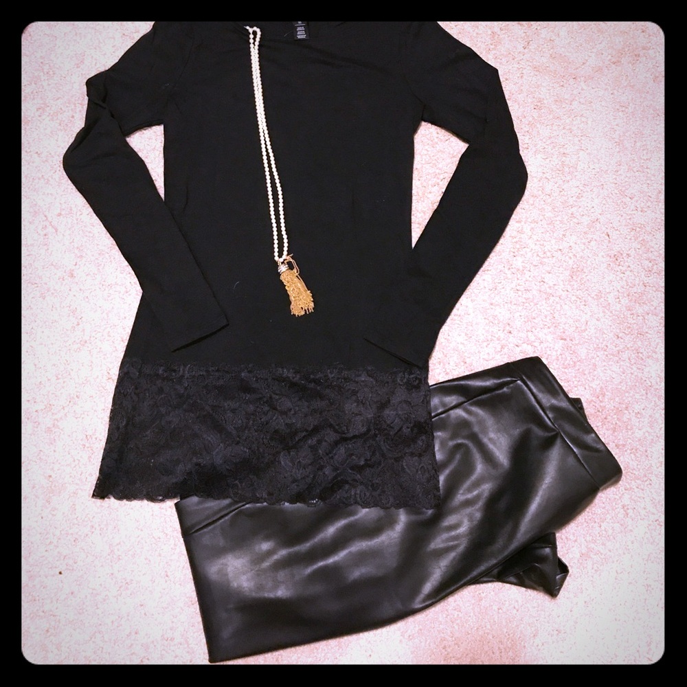 White House Black Market lace detailed black top