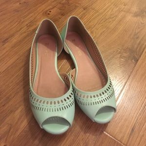 Mint Green Open Toe Flats
