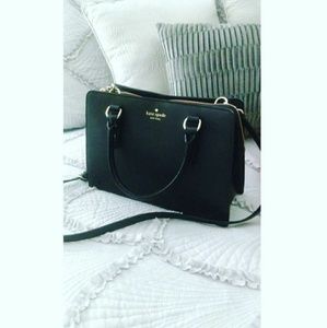 Kate spade black and gold leather bag.