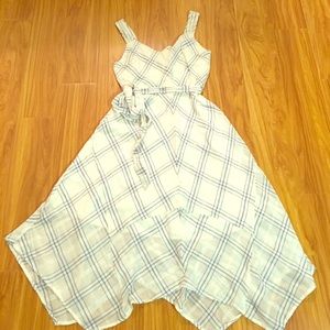 Lauren Conrad White Plaid Handkerchief Hem Dress