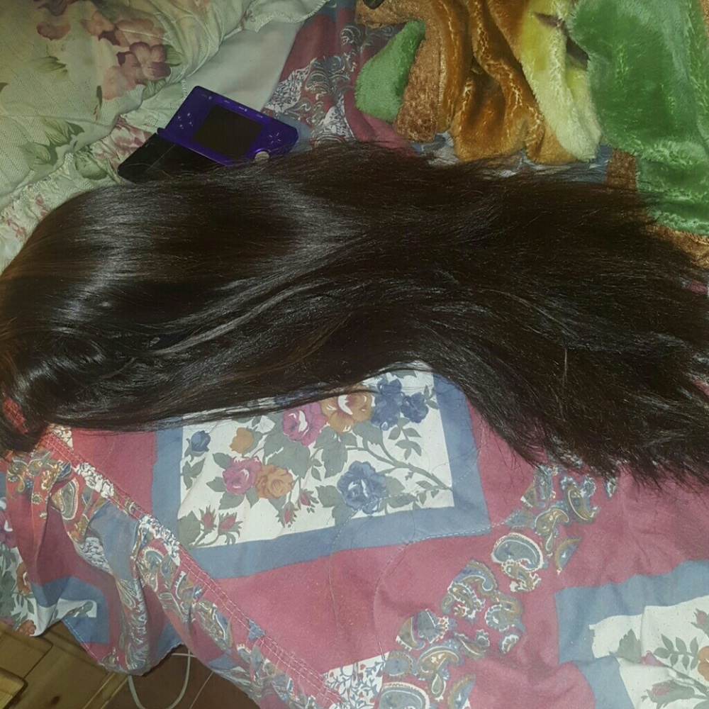 16 inch Synthetic brown Wig with bangs