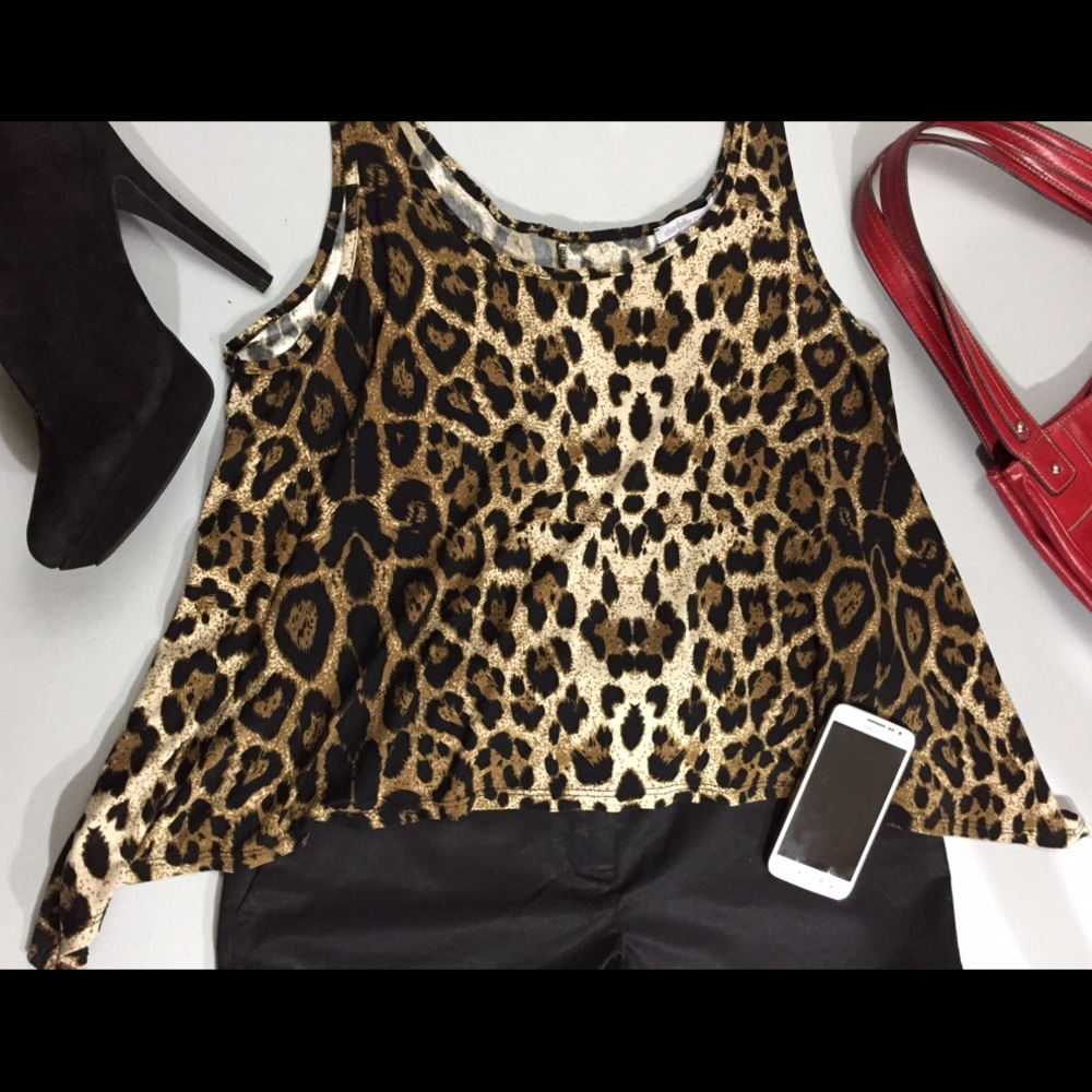 Charlotte Russe cheetah tank top w/ tails on side