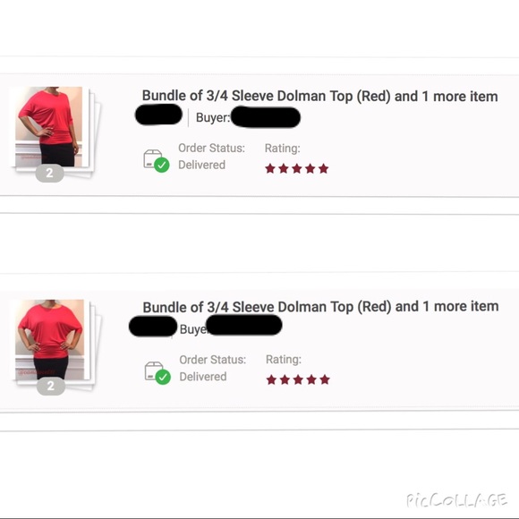 3/4 Sleeve Dolman Top (Red) - Picture 4 of 4