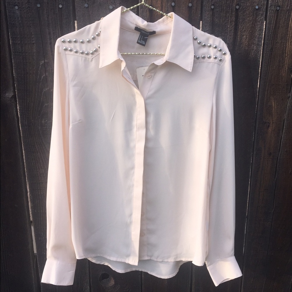 Nude and silver Forever 21 blouse