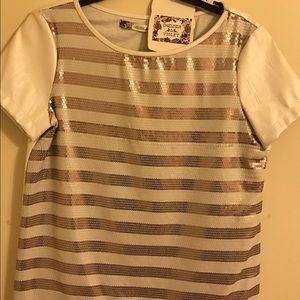 Chelsea and Violet leather sequin top.