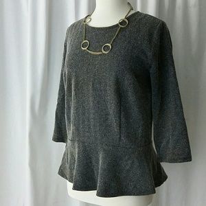 Ann Taylor Herringbone Peplum Top