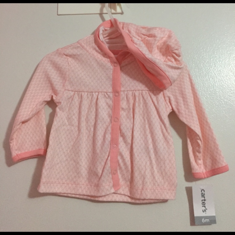 Carter's 6 mo pink thin hooded button up