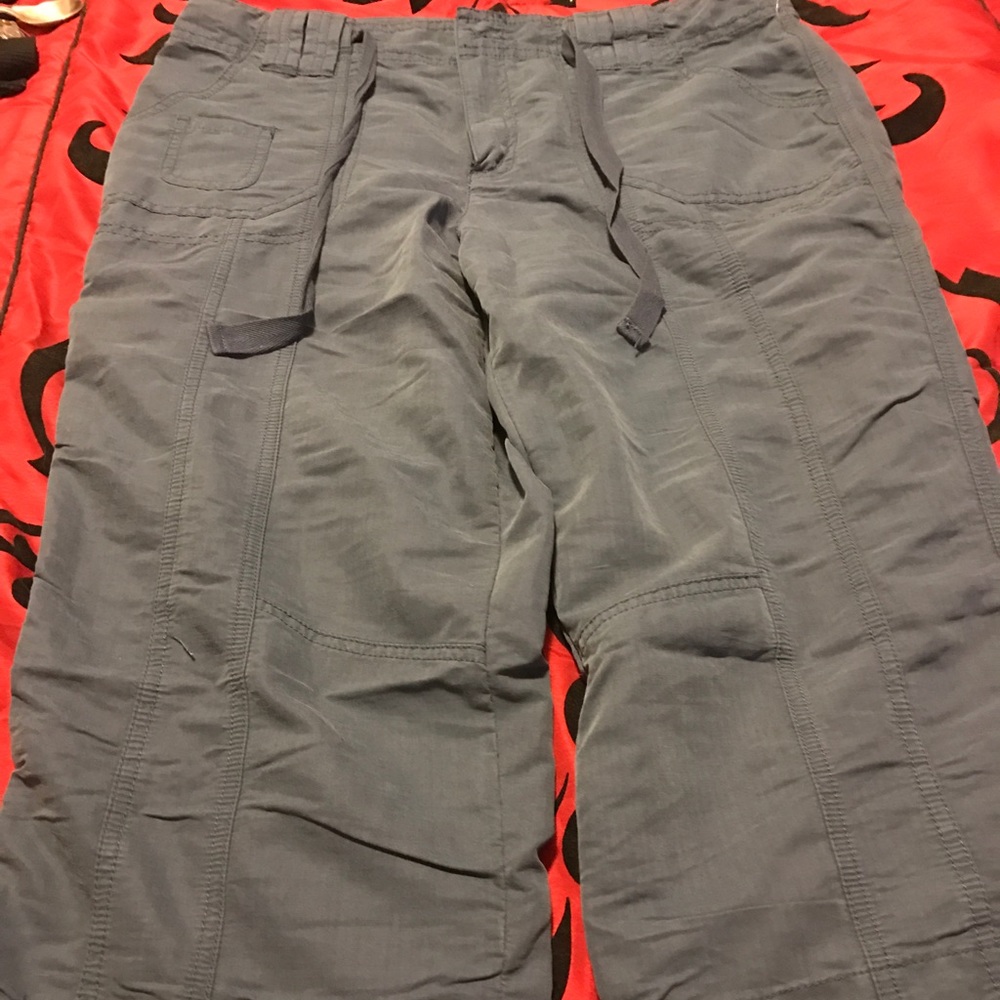Greyish blue colored cargo pants