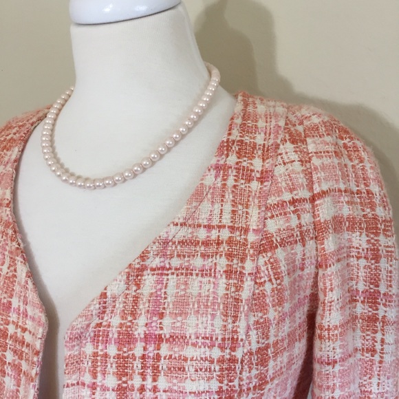 Talbots Pink & White Blazer Jacket Size 4P - Picture 2 of 6
