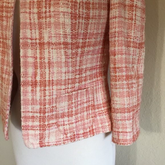 Talbots Pink & White Blazer Jacket Size 4P - Picture 4 of 6