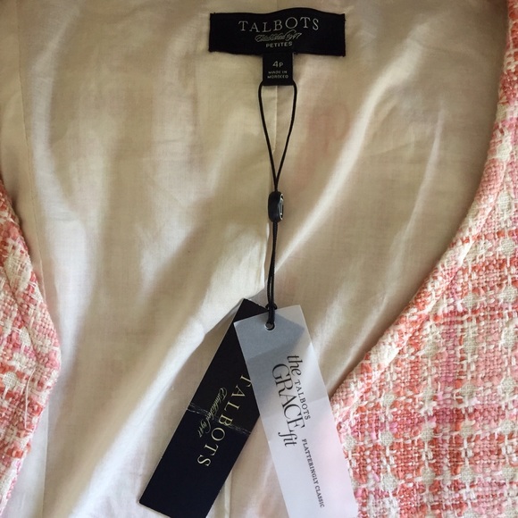 Talbots Pink & White Blazer Jacket Size 4P - Picture 5 of 6