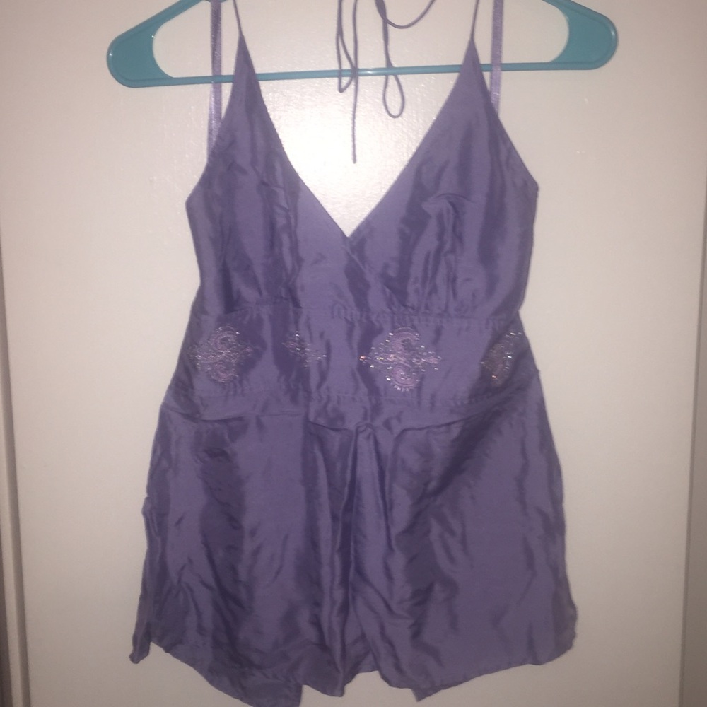 Purple satiny halter with beading - Express