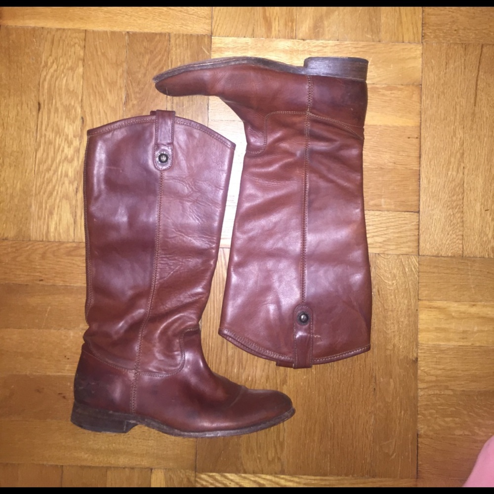 Frye Melissa Button Boots extended calf Cognac, 9B