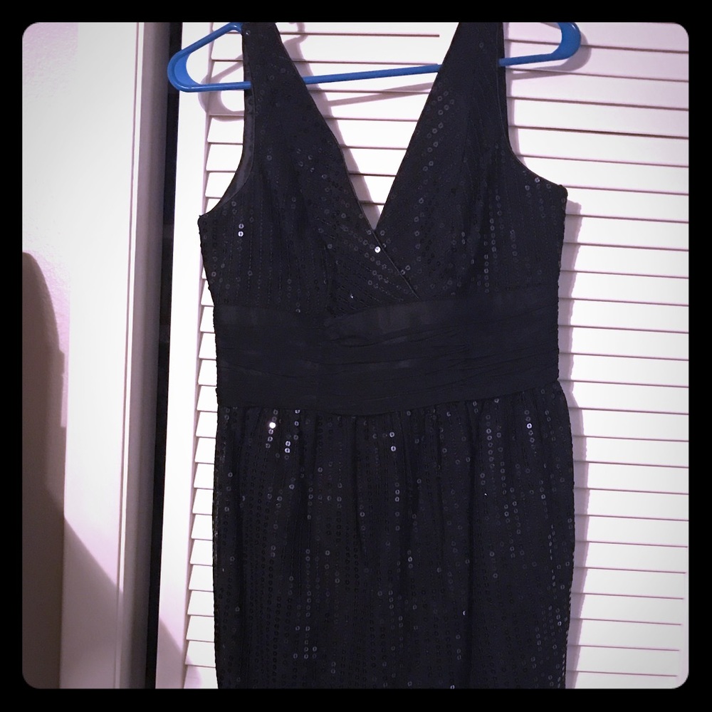Black sequined evening gown