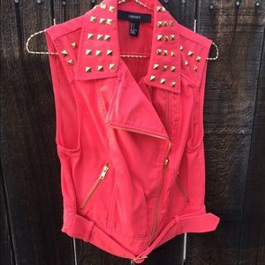 Coral and gold studded Forever 21 vest