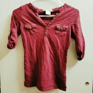 Cute burgundy Henley top